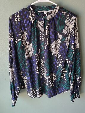 Veronice Beard Buckley Silk Button Down, Size 6